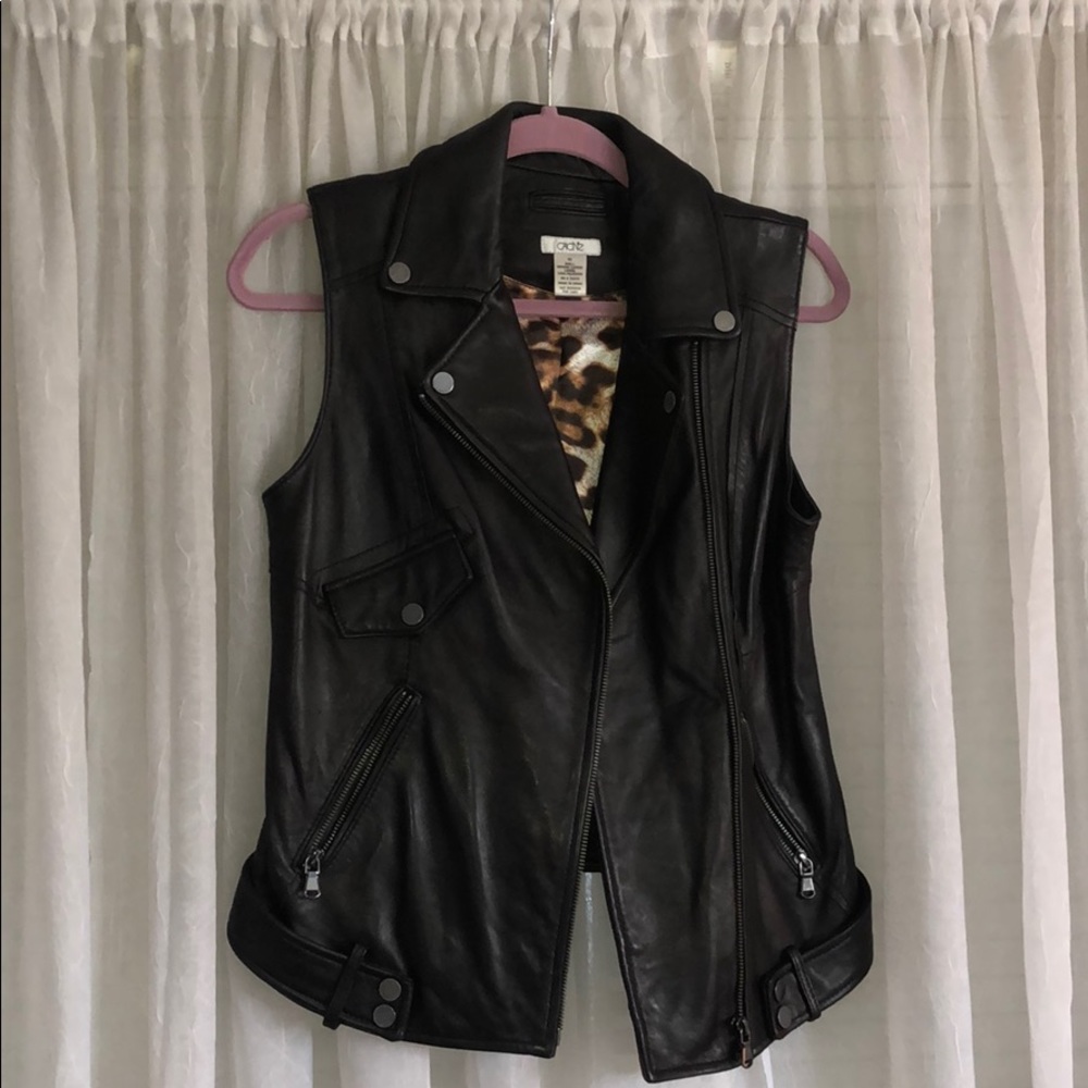 Black genuine leather vest
